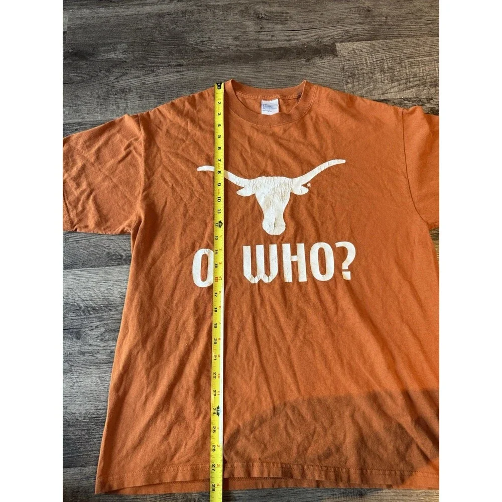 Vintage Texas Longhorns T-Shirt Mens Large O Who Burnt Orange Delta Magnum Y2K